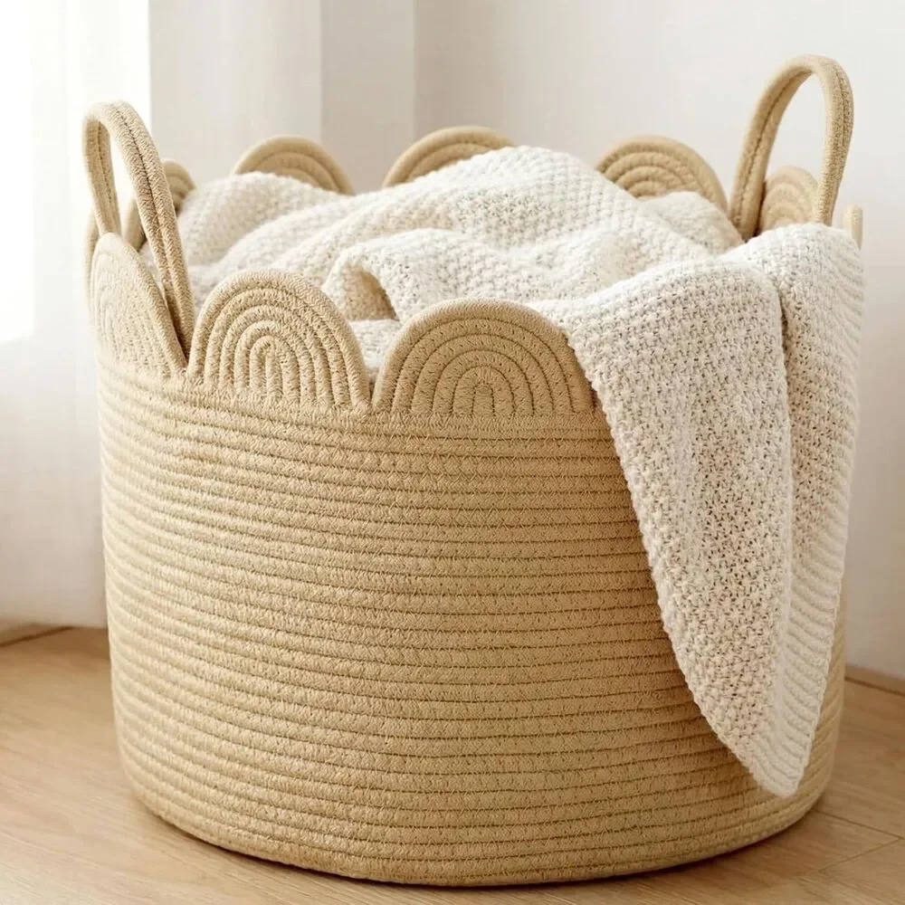 LemonRoad Round Woven Basket Brown, 16